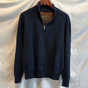 Eddie Bauer 1/4 zip sweater pullover medium navy